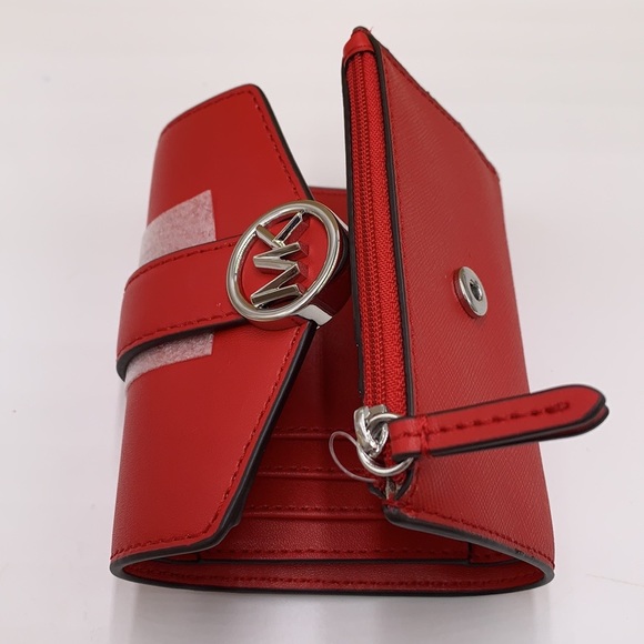 MICHAEL KORS CARMEN MEDIUM LOGO AND FAUX LEATHER WALLET BRIGHT RED NWT - Picture 6 of 12